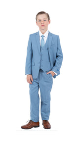 Perry Ellis Boy's 5-Piece Solid Suit - Dusty Blue