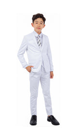 Stacy Adams Boy's 5-Piece Solid Suit - White