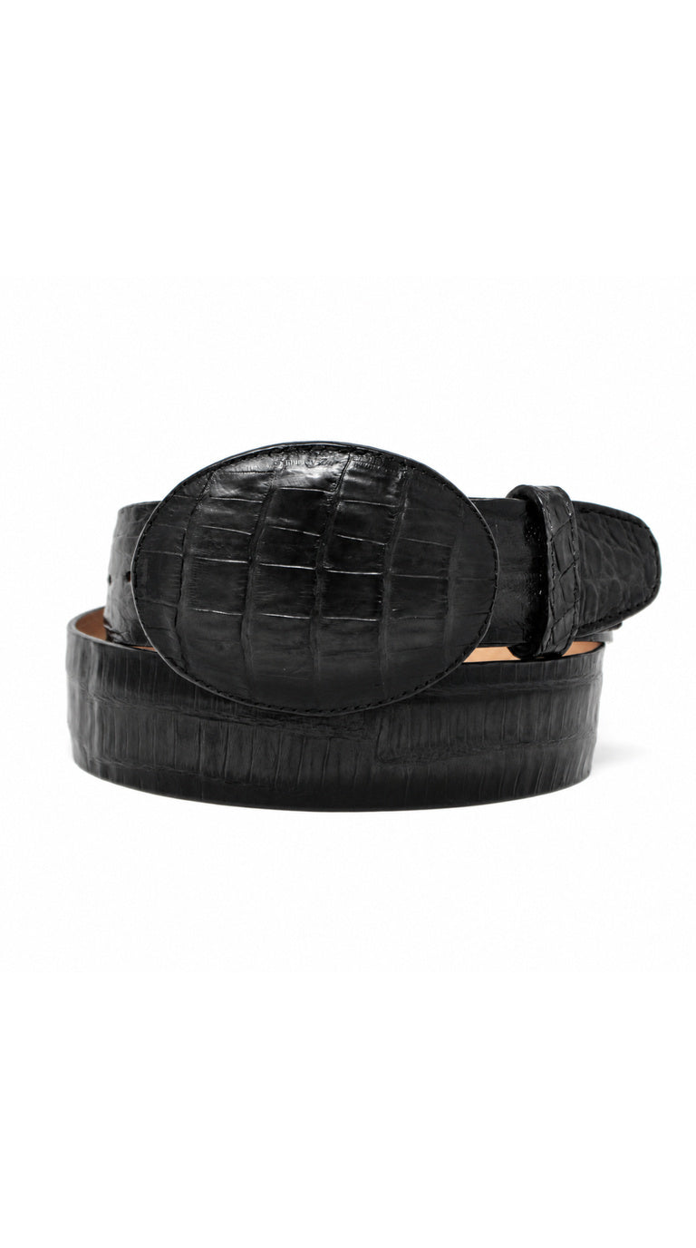 Los Altos Caiman Belly Belt- Black
