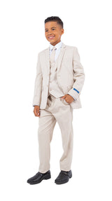 Perry Ellis Boy's 5-Piece Solid Suit - Tan