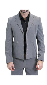 Men's Grey Western Suit – Classic 2-Piece Tailored Jacket & Trousers Set