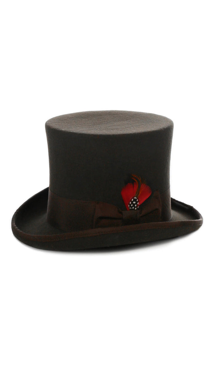 Brown Wool Felt Top Hat for Men