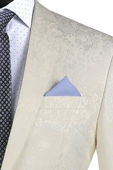 Graduation Suit - Men's Slim Fit Shiny Paisley Prom & Wedding Suit in Ivory - Image 2