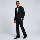 Bootcut wedding suit Black Shawl Lapel Bootcut Tuxedo with Stone Trim – Prom and Wedding