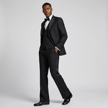Bootcut wedding suit Black Peak Lapel Bootcut Tuxedo – Prom and Wedding