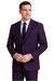 Mens Basic 2 Button Classic Fit Poplin Suit in Purple
