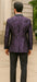 Purple Double Breasted Rough Streak Pattern Satin Peak Lapel Stacy Adams Men's Jacket
