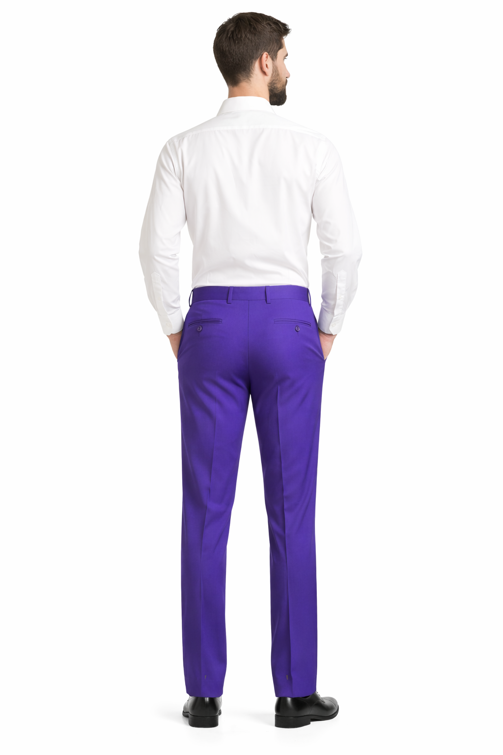 Men'S Dress Pants Trousers Flat Front Slacks PUrple Online Sale - Image 2