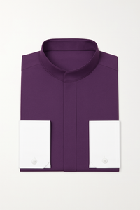 Men's Fashion Hidden Button French Cuff Mandarin Collarless Preacher Round Style Men's Dress Shirt