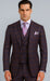 Purple Modern Fit Windowpane Peak Lapel 3 Piece Suit