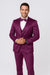Mens Modern Fit Shiny Sharkskin Suit in Purple