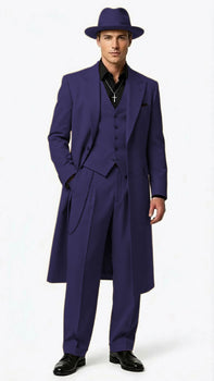 Men’s 1920s Beige Zoot Suit – Long Mafia Gangster Three-Piece Suit in Tan Khaki Color 40 inch Zuit Pachuco Suit