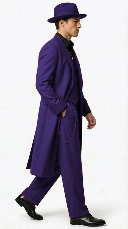 Men’s 1920s Burgundy Zoot Suit – Long Mafia Gangster Three-Piece Vintage Outfit Zuit Pachuco Style