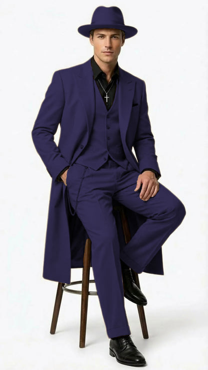 Men’s 1920s Beige Zoot Suit – Long Mafia Gangster Three-Piece Suit in Tan Khaki Color 40 inch Zuit Pachuco Suit