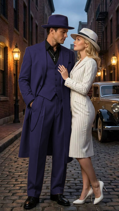 Men’s 1920s Beige Zoot Suit – Long Mafia Gangster Three-Piece Suit in Tan Khaki Color 40 inch Zuit Pachuco Suit