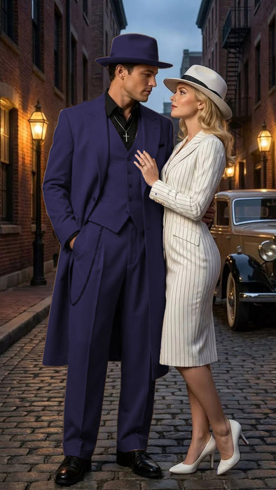 Men’s 1920s Beige Zoot Suit – Long Mafia Gangster Three-Piece Suit in Tan Khaki Color 40 inch Zuit Pachuco Suit