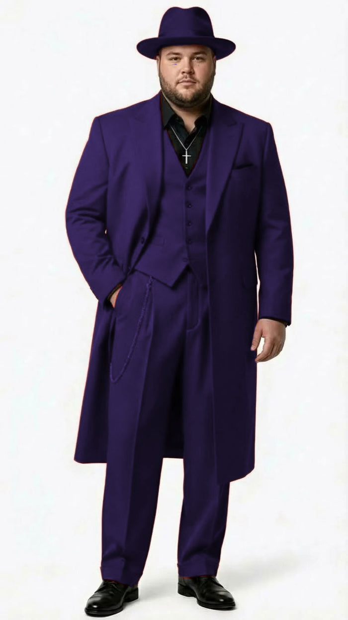 Men’s 1920s Burgundy Zoot Suit – Long Mafia Gangster Three-Piece Vintage Outfit Zuit Pachuco Style