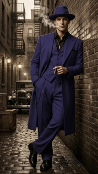 Men’s 1920s Beige Zoot Suit – Long Mafia Gangster Three-Piece Suit in Tan Khaki Color 40 inch Zuit Pachuco Suit