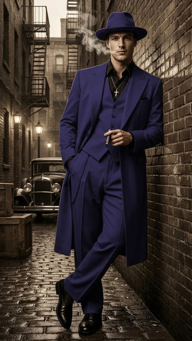 Men’s 1920s Beige Zoot Suit – Long Mafia Gangster Three-Piece Suit in Tan Khaki Color 40 inch Zuit Pachuco Suit