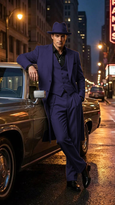 Men’s 1920s Beige Zoot Suit – Long Mafia Gangster Three-Piece Suit in Tan Khaki Color 40 inch Zuit Pachuco Suit