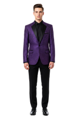 Purple Buttons Closure  Floral Sportcoat