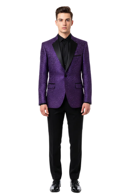 Purple Buttons Closure  Floral Sportcoat