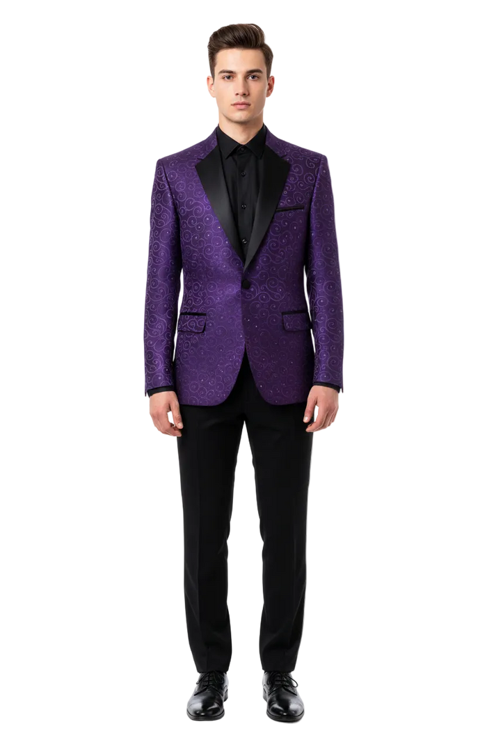 Purple Buttons Closure  Floral Sportcoat
