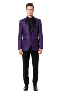 Purple Buttons Closure  Floral Sportcoat