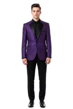 Purple Buttons Closure  Floral Sportcoat