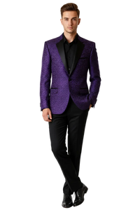 Purple Buttons Closure  Floral Sportcoat