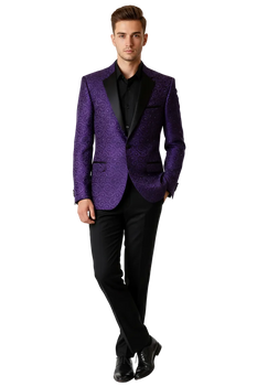 Purple Buttons Closure  Floral Sportcoat