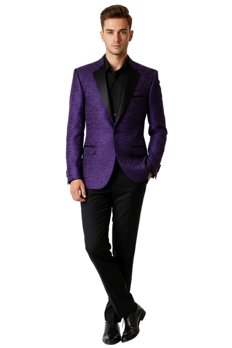 Purple Buttons Closure  Floral Sportcoat