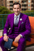 Men’s Purple Peak Lapel Suit – 2-Button Jacket with Double Breasted Vest