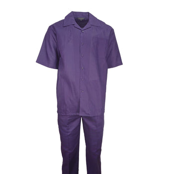 Mens Purple Shirt and Pants Casual Outfit Set