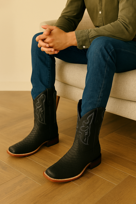 Python Snake Boots Mens Square Toe