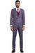 Men's Stacy Adams Bold Windowpane Plaid Print Vested Suit in Lavender & Purple