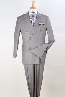Apollo King "Classic Men's Double Breasted Luxury Wool Feel - Designer Brand - Light Grey"