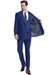 Men's Stacy Adams Peak Lapel Blue Windowpane Plaid Suit with a Scoop Neck Vest