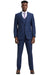 Men's Stacy Adams One Button Peak Lapel Double Breasted Vest Suit in Blue & Purple Plaid