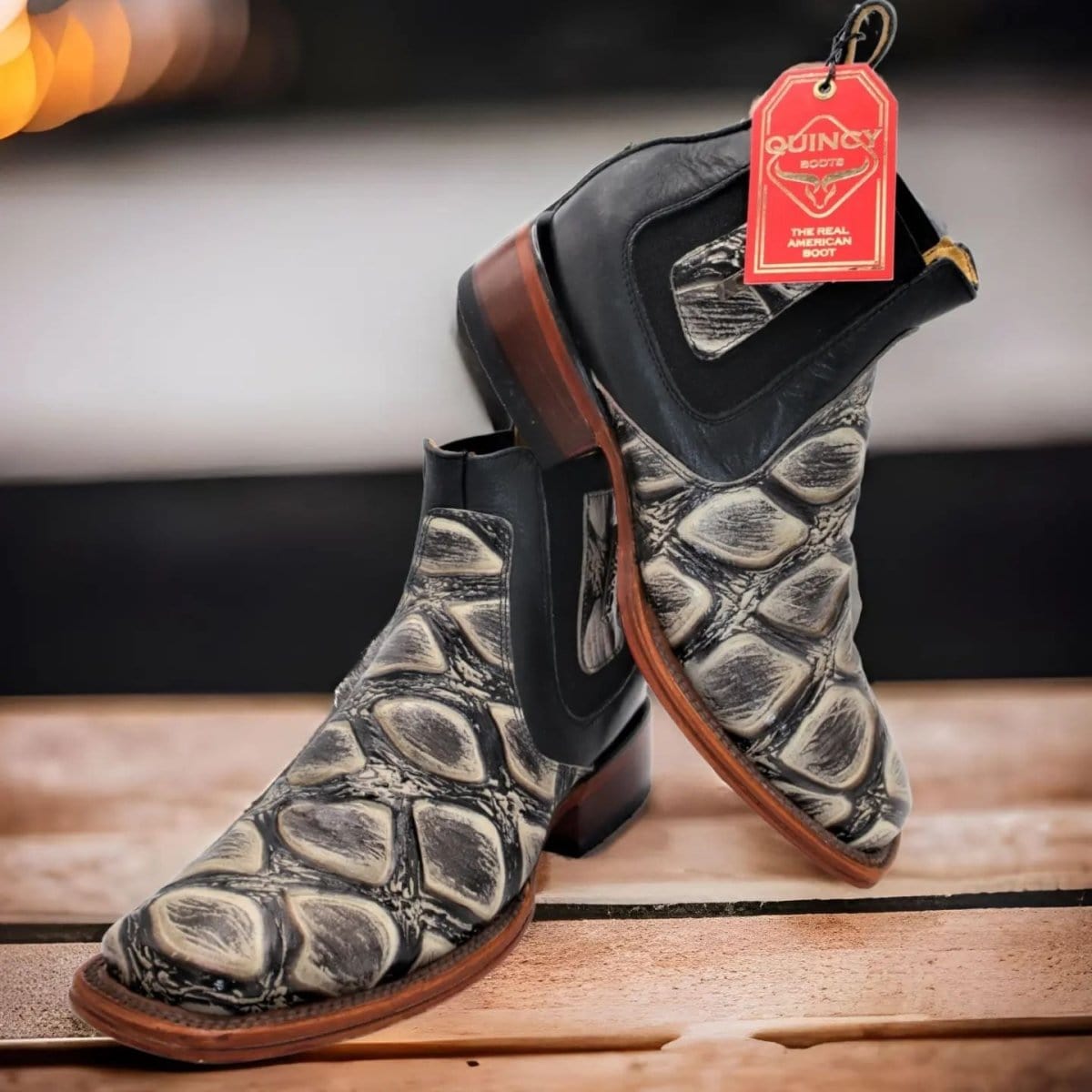 Men's Quincy Wide Square Toe Ankle Boot Q82B1037 - Image 3