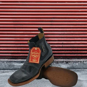 Men's Caiman Belly Print Leather Square Toe Ankle Boots - Image 3