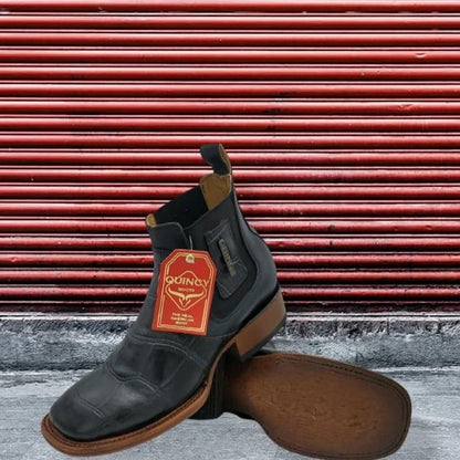 Men's Caiman Belly Print Leather Square Toe Ankle Boots - Image 3