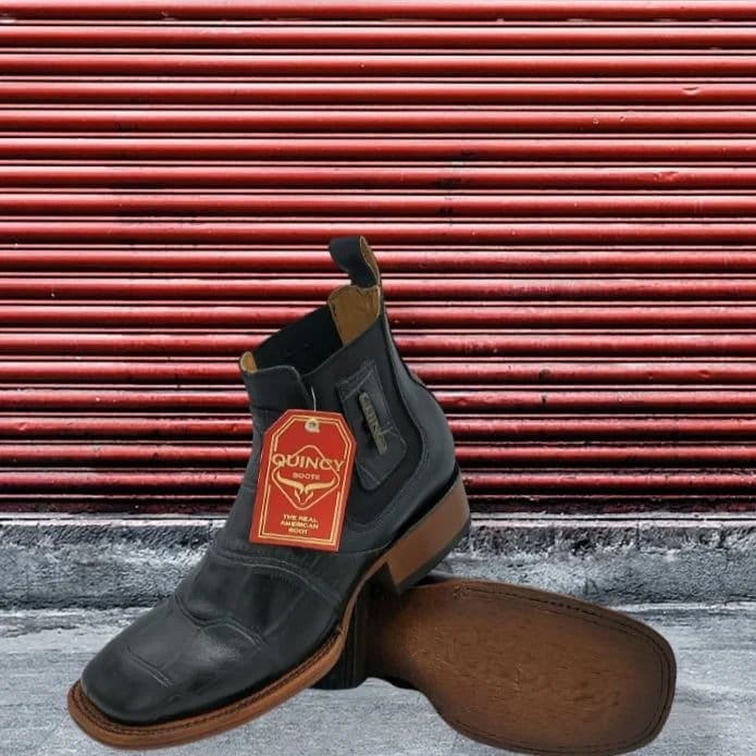 Men's Caiman Belly Print Leather Square Toe Ankle Boots