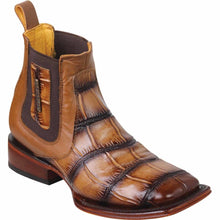 Men's Quincy Alligator Print Square Toe Ankle Boots - Tobacco