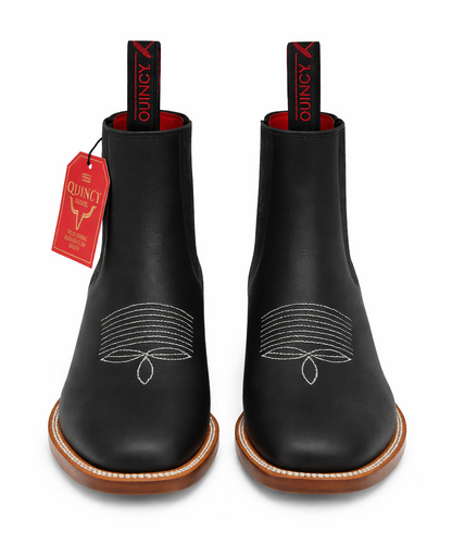 Mens Black Suede Boots - Square Toe