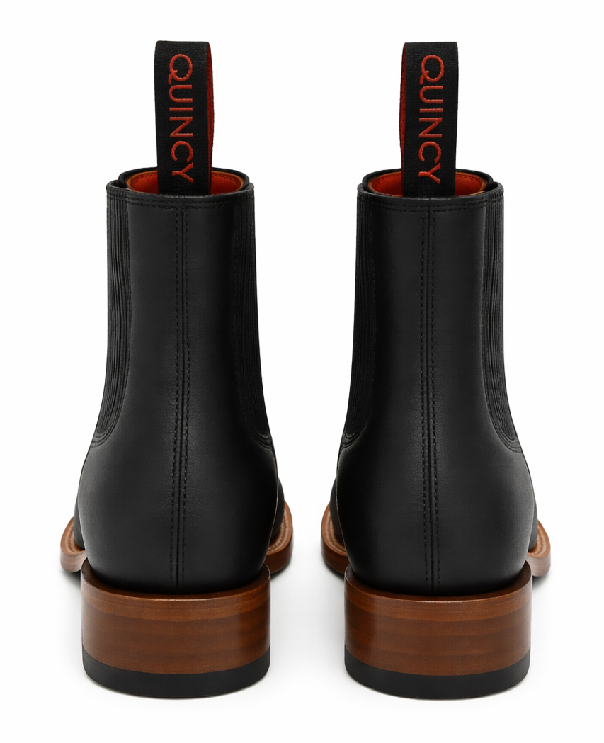 Mens Black Suede Boots - Square Toe