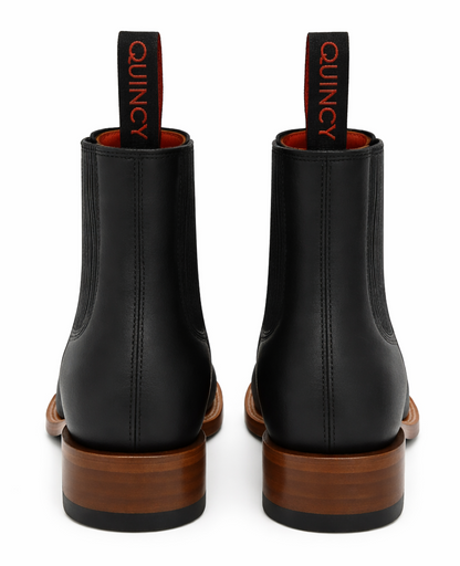 Mens Black Suede Boots - Square Toe
