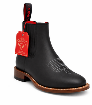 Mens Black Suede Boots - Square Toe