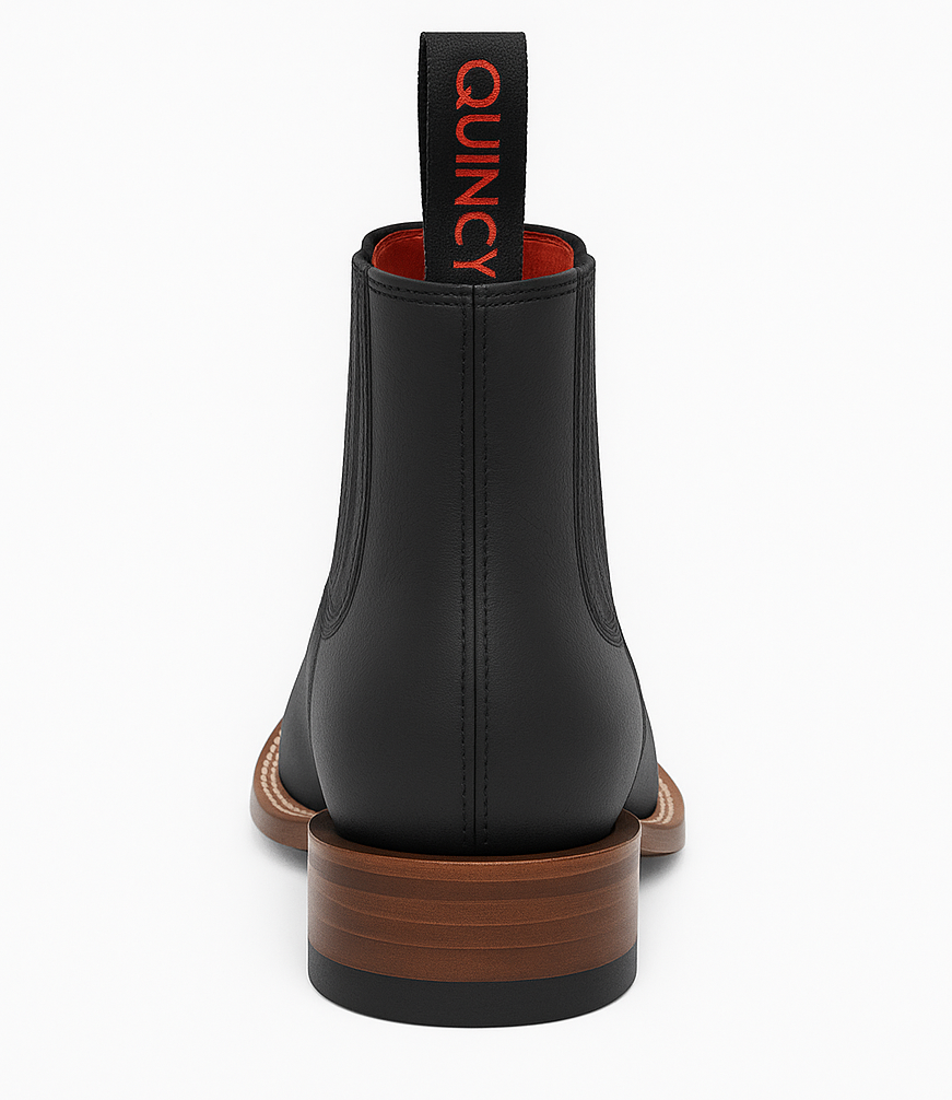 Mens Black Suede Boots - Square Toe