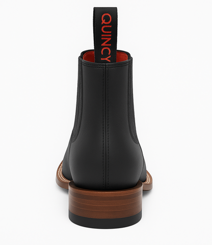 Mens Black Suede Boots - Square Toe